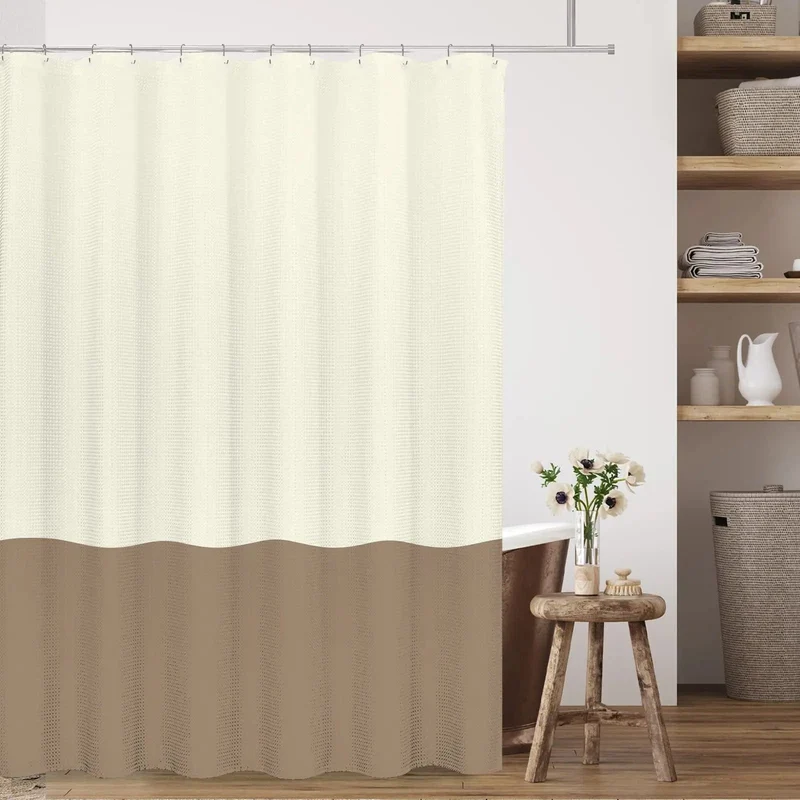 Rideau de douche biton beige et marron