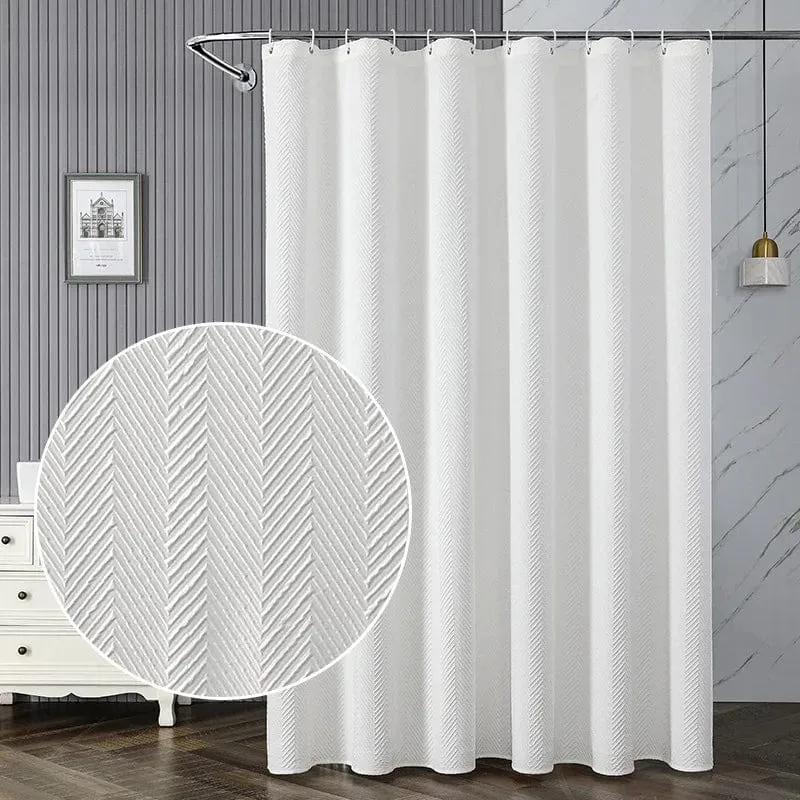 Rideau de bain géométrique à traits blanc moderne