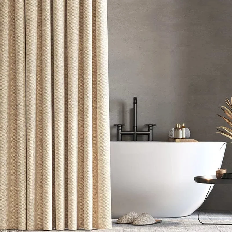 Rideau de douche imitation lin beige
