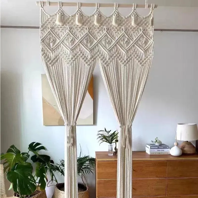 Rideau macramé rustique chic