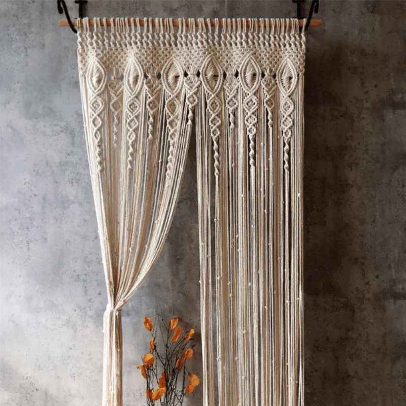 Rideau macramé ancien coton