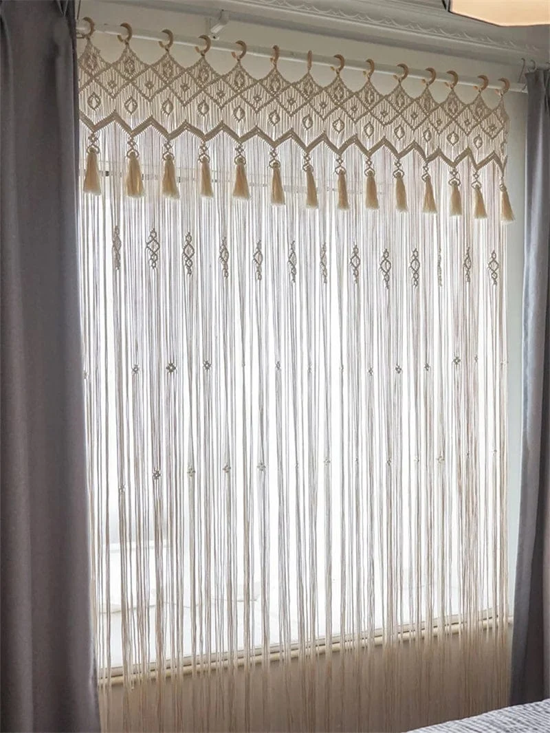 Rideau macramé rustique élégant
