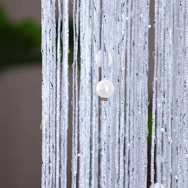 Rideau de perles blanc brillant