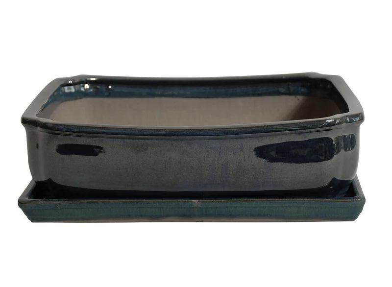 Cache-pot Laxe avec soucoupe verte 31x25x9cm