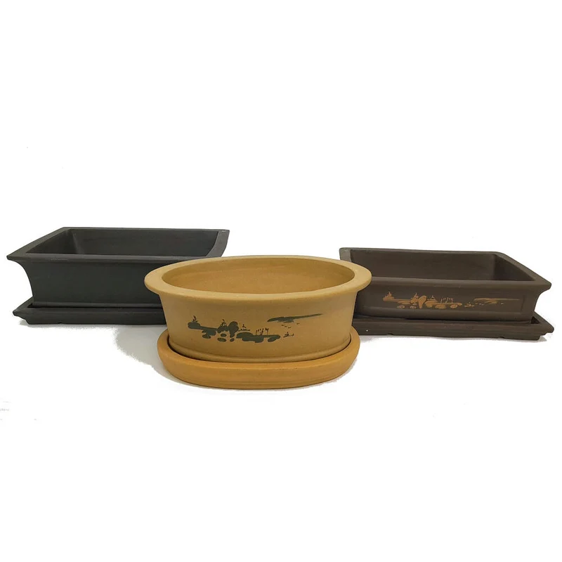 Pot à Bonsaï avec Soucoupe Nanjing Premium 30cm (3 Couleurs)