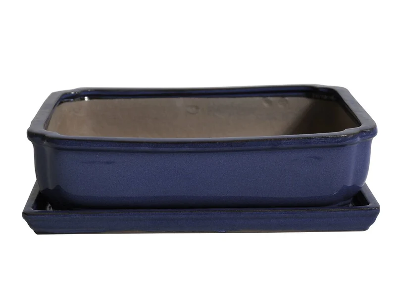 Cache-pot Laxe Bleu Avec Plateau 27x21x8cm