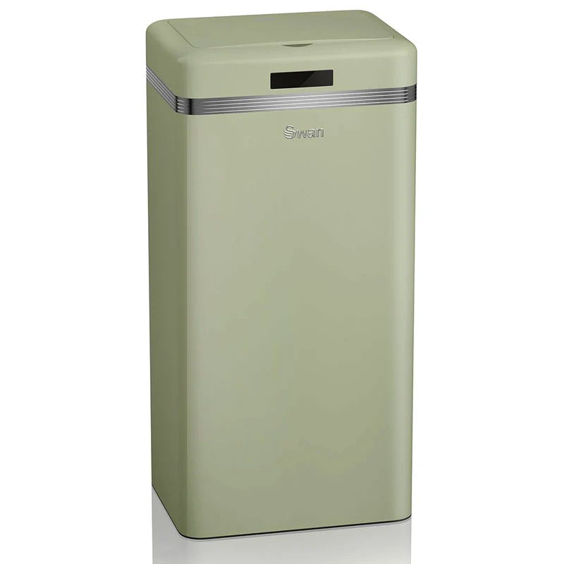 Swan Poubelle de cuisine automatique, capteur de mouvement, 45 L, métallique, poubelle de recyclage, Swka4500gneu, vert