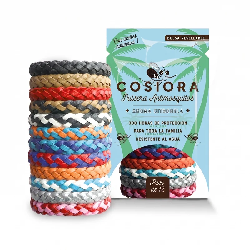 Pulsera Antimosquitos Natural con Aceites Esenciales — Pack de 12