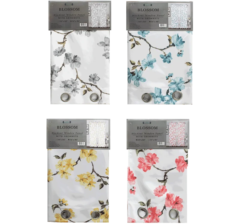 Blossom rideau opaque floral rouge 54x84"