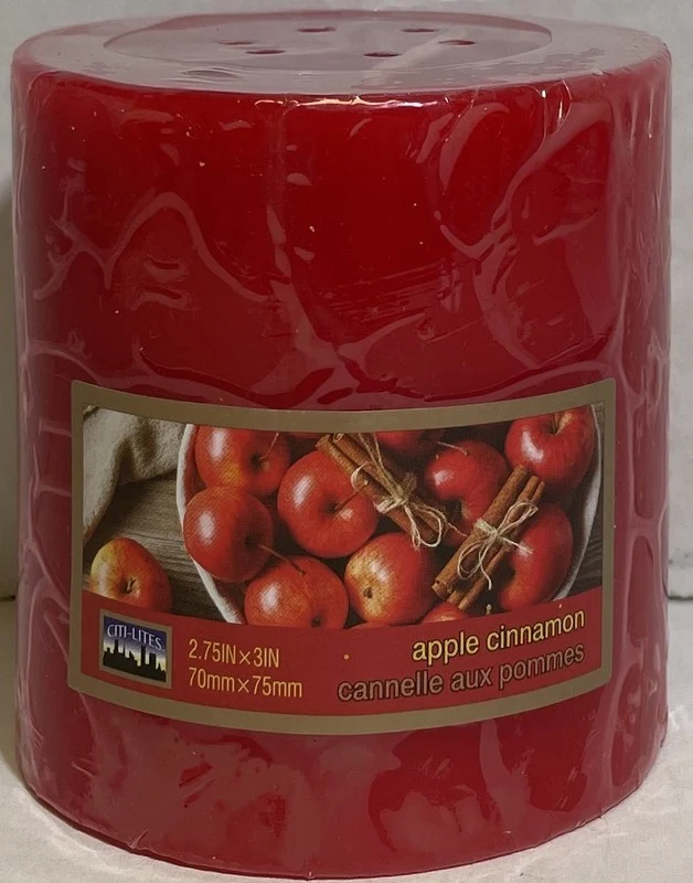 Citi-lites bougie pillar pomme et cannelle 3"