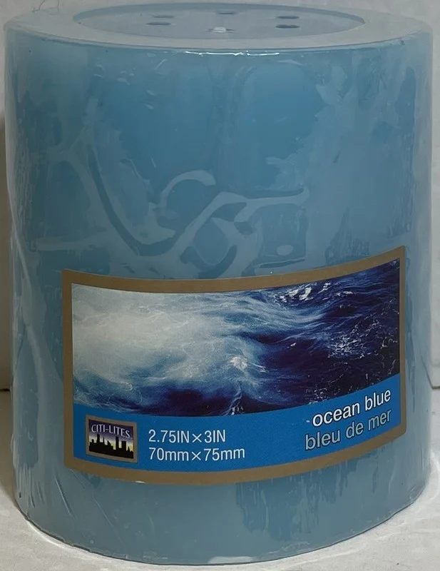 Citi-lites bougie pillar océan bleu 3"