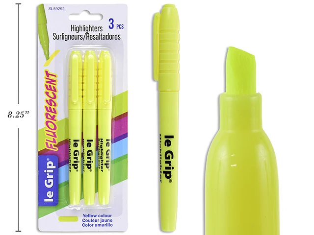 Le Grip Surligneurs jaunes pk3
