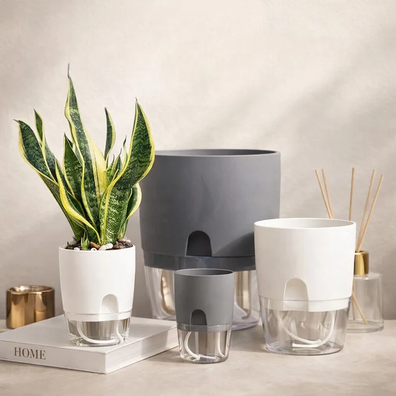Selbstbewässernder Blumentopf mit Wasserreservoir | Dochtara