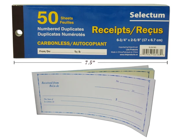 Selectum carnet de reçus 50 pages