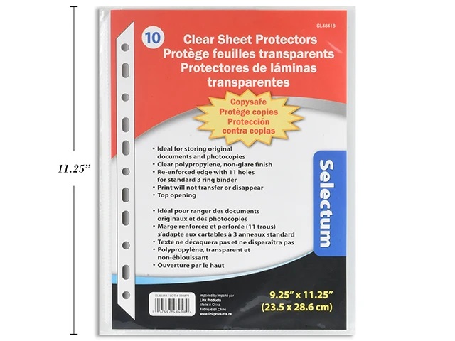 Selectum Protège feuilles transparents pk10
