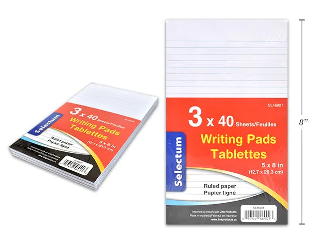 Selectum tablettes d'écriture 5x8" pk3