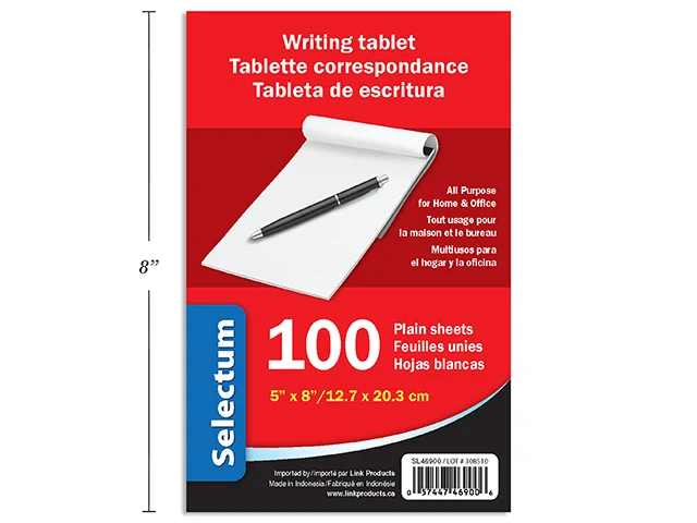 Selectum tablette d'écriture 5x8" 100 feuilles