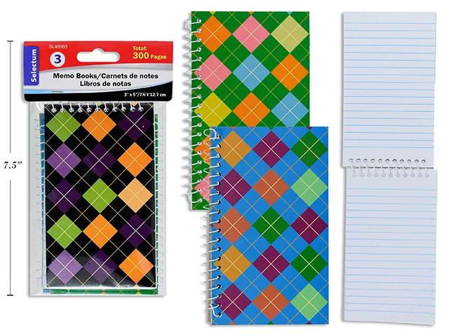 Selectum carnets de notes 3x5" pk3