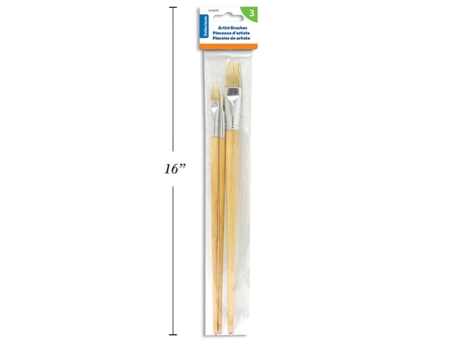 Ensemble de 3 pinceaux longs