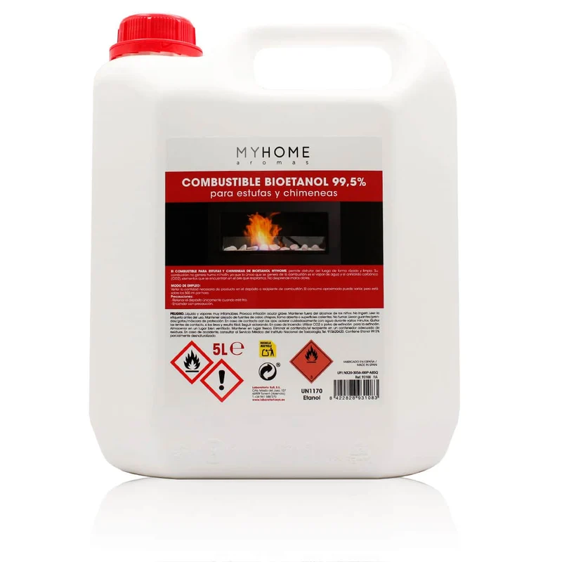 Bioéthanol d'origine végétale 5 litres | Combustible pour cheminées au bioéthanol | Combustion propre | My Home