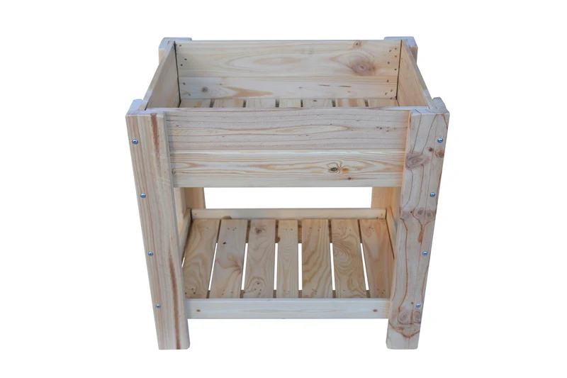 Mesa De Cultivo los Toscares Madera Natural 78,5 X 55,5 X 79,5 Cm 60l + Bolsa Geotextil
