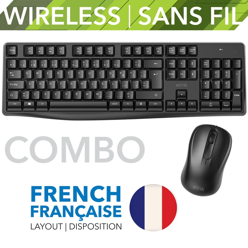 Elink combo clavier et souris en français sans fil