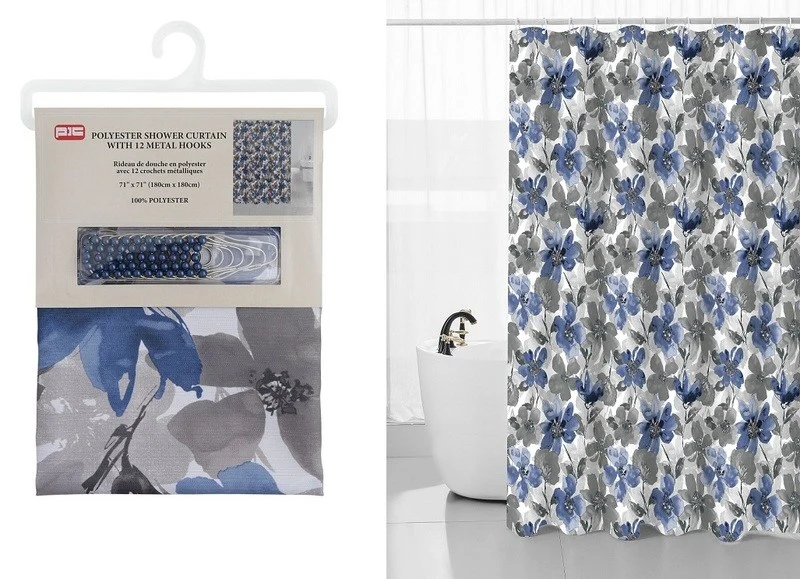 PIC rideau de douche avec crochets