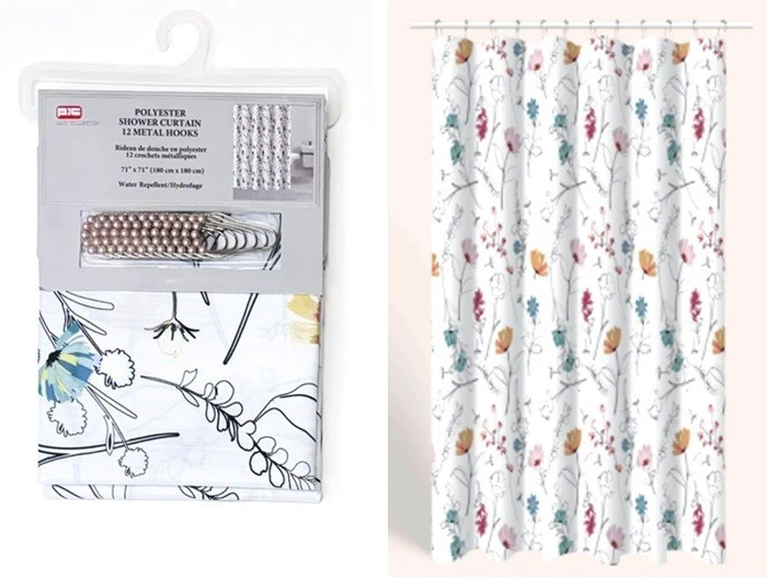 PIC rideau de douche avec crochets