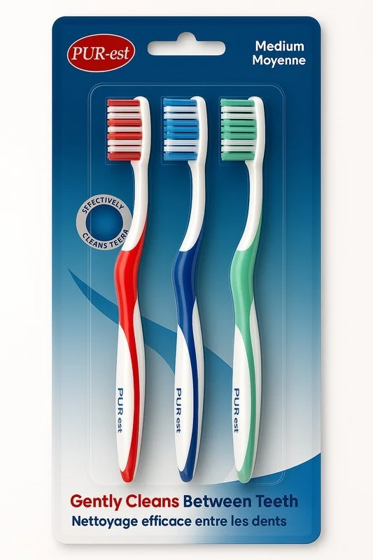Pur-est brosses à dents moyenne pk3