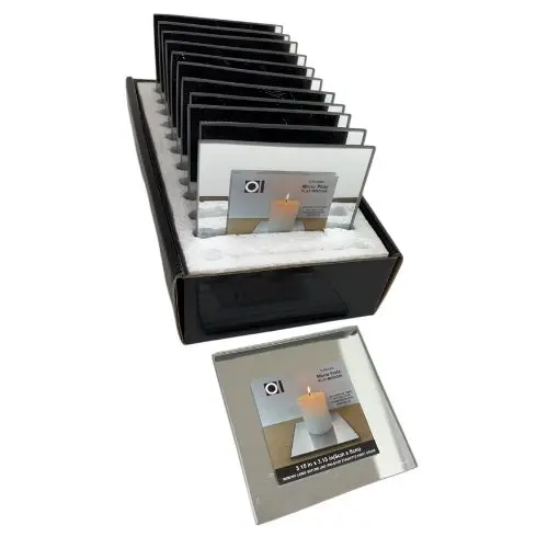 Support bougie miroir carré 3"