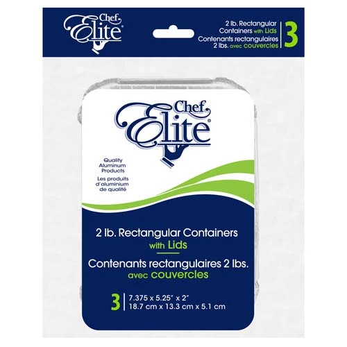 Chef Elite plats pour emporter en aluminium avec couvercles 2 lb