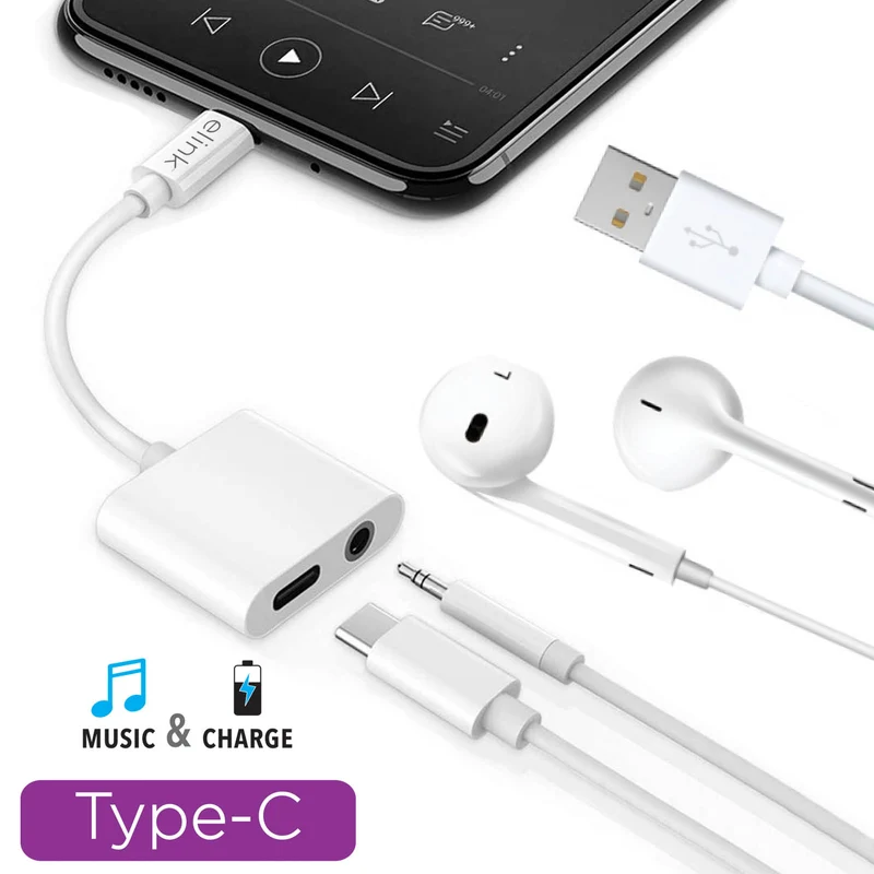 Elink adapteur double USB-C vers 3.5mm et USB-C