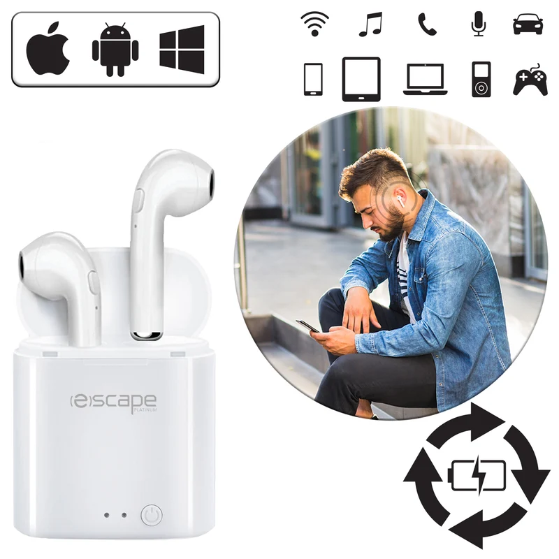 Escape platinum écouteur bouton sans fil avec station de recharge