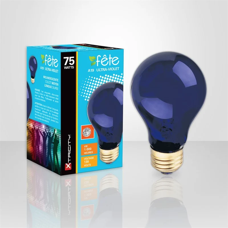Ampoule Festivité A19 / 75W Ultra-Violet 1PQT