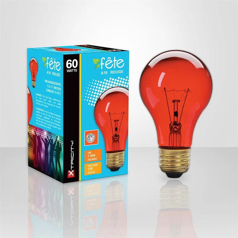 Ampoule Festivité A19 / 60W Rouge 1PQT
