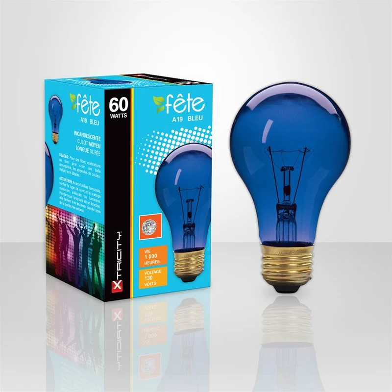 Ampoule Festivité A19 / 60W Bleu 1PQT