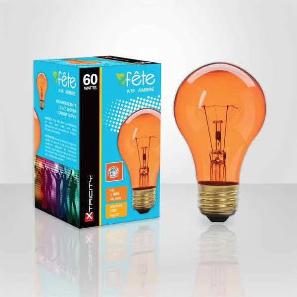 Ampoule Festivité A19 / 60W Ambre / Orange / 1PQT