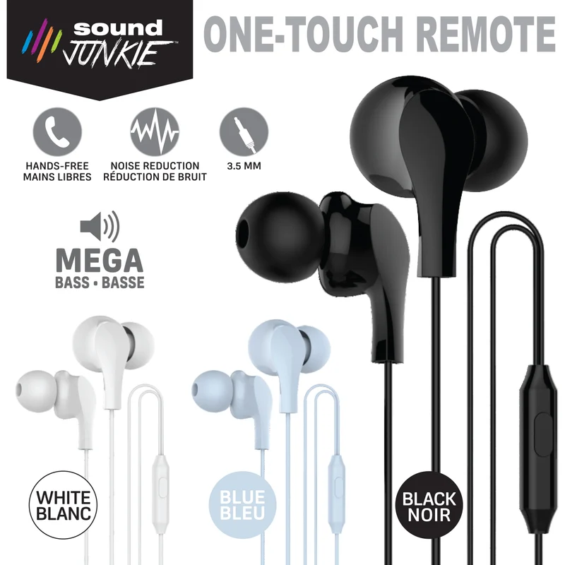 Sound junkie écouteur stereo avec microphone