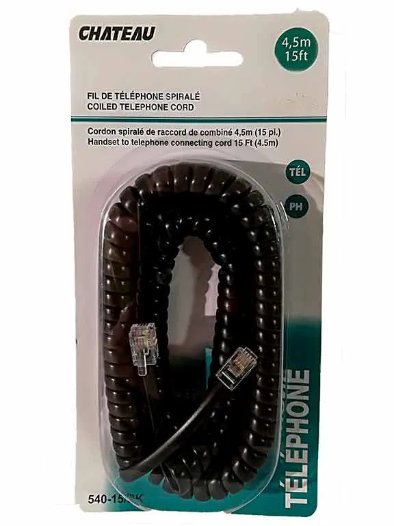 Cordon de téléphone spiralé de 4,5 pi.