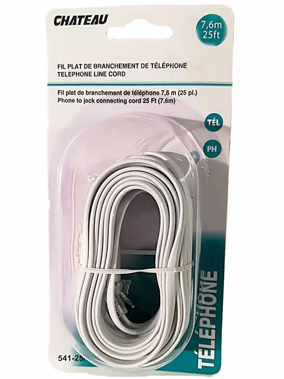 Fil plat de branchement de téléphone fixe/terrestre
