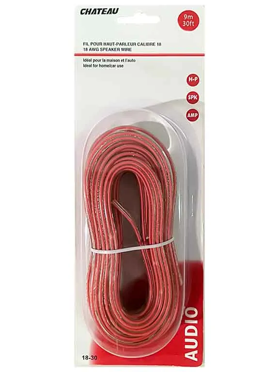 Fil de calibre 18 pour haut-parleur 30 pi.
