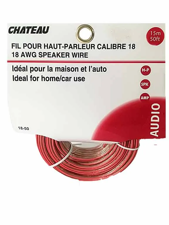 Fil de calibre 18 pour haut-parleur 50 pi.