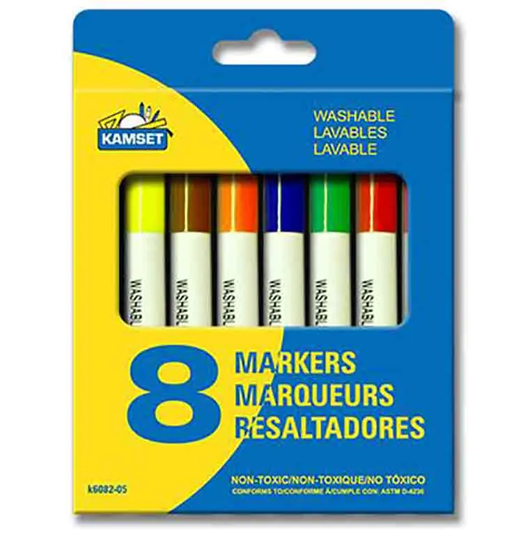 Ensemble de 8 marqueurs/crayons feutres jumbos, lavables