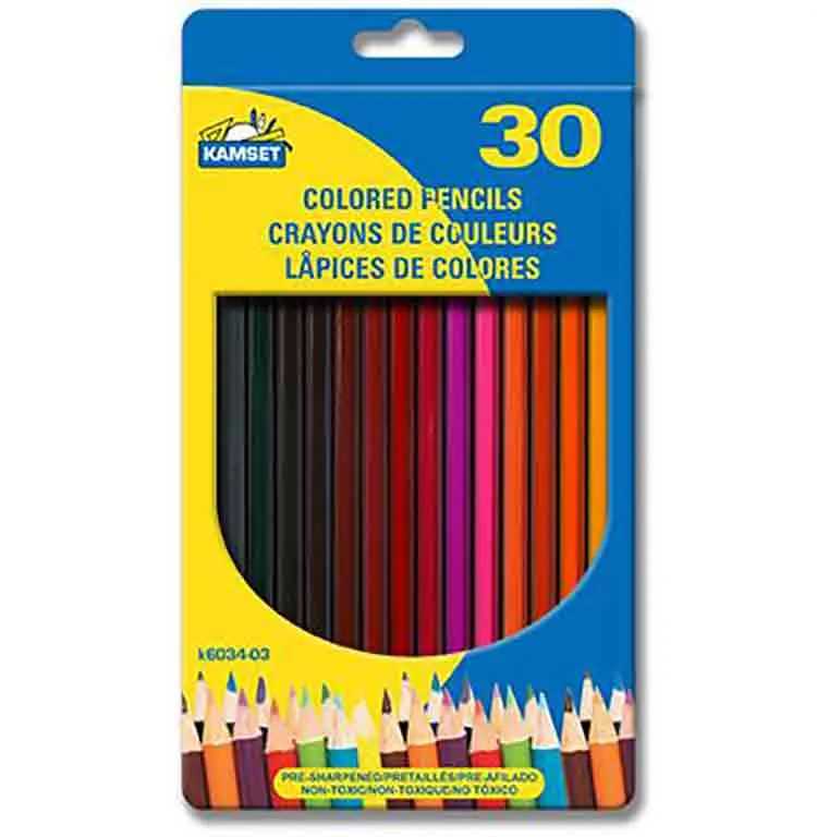 Boîte de 30 crayons de couleurs, bois, pré aiguisé