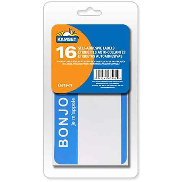 Paquet de 16 étiquettes ''bonjour...'' de présentation