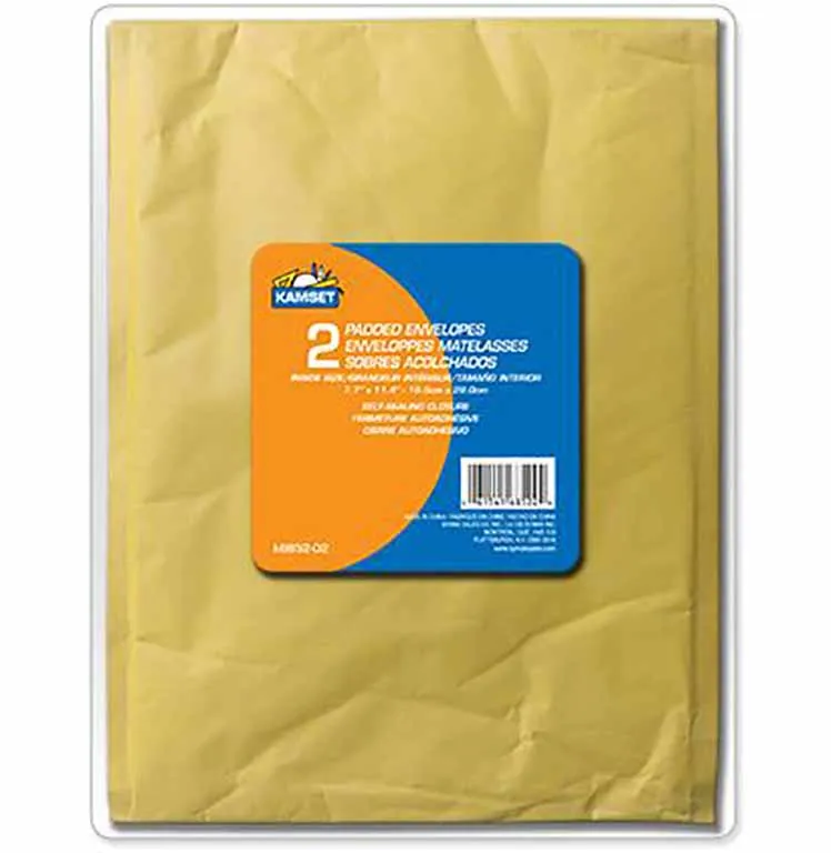 Paquet de 2 enveloppes matelassées 19.5cm X 29cm.