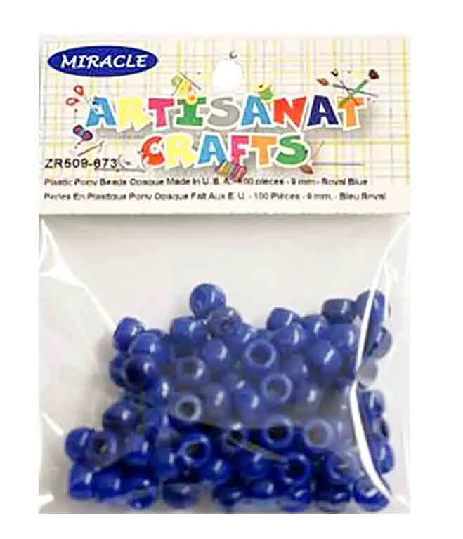 Perles, plastiques opaques, bleu royal
