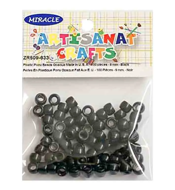 Perles, plastiques opaques, noires