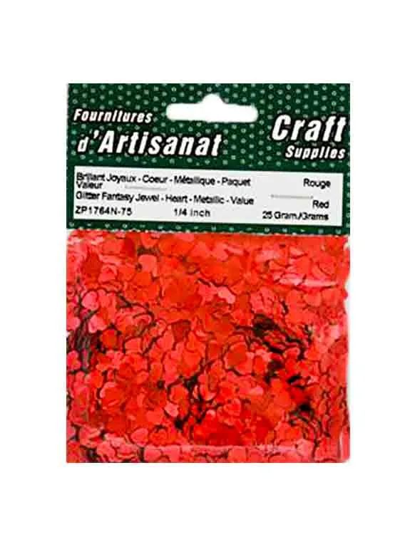 Paillettes en forme de coeurs, rouges