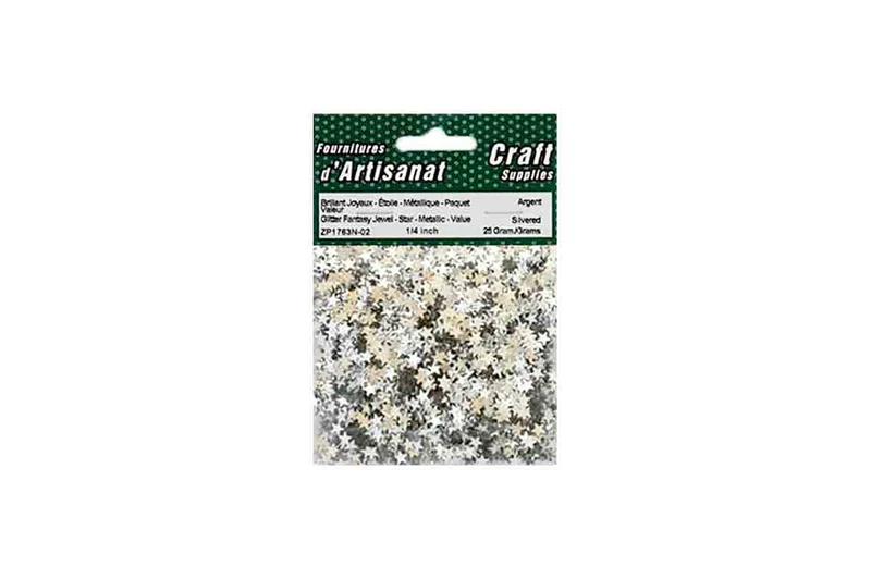 brillants décoratifs en forme d'étoile, argent métallique.
